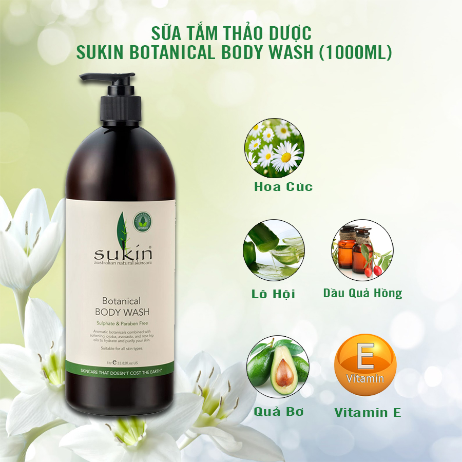 Sữa tắm Sukin Botanical Body Wash Lime & Coconut 500ml