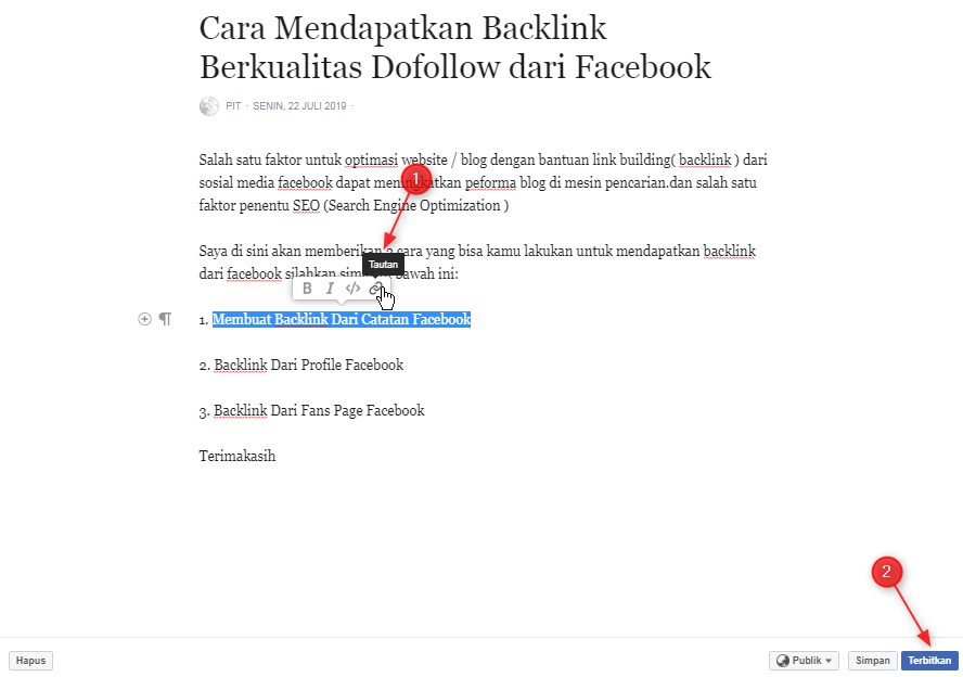 Membuat Backlink Dari Catatan Facebook