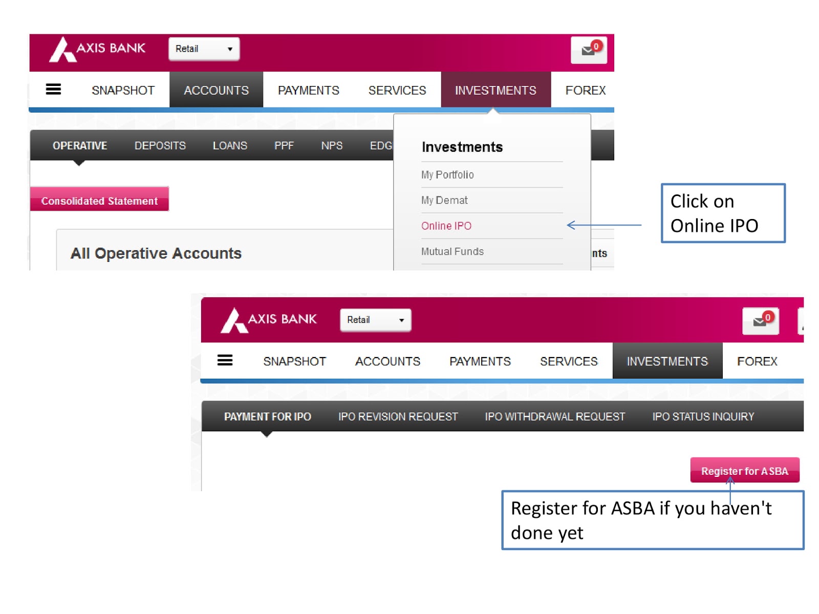 How To Apply Ipo Online With Asba Through Axis Bank Netbanking - 