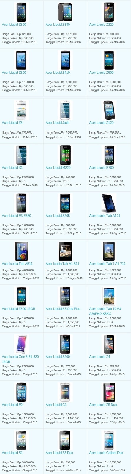 Daftar Harga Hp Terbaru Acer Juni 2016 Daftar Harga Hp Terbaru Acer Juni 2016