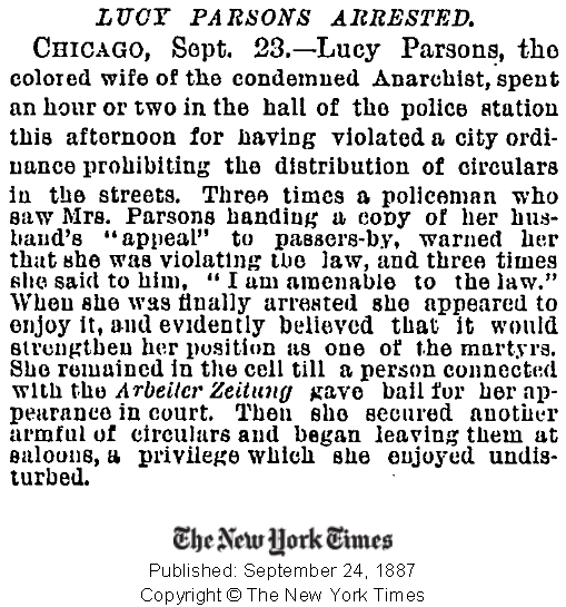 Article clippings on Lucy Parsons