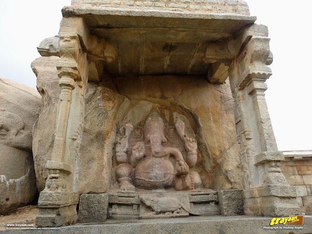 The monolithic Ganapathi sculpture inside the Veerabhadra Swamy Temple complex at Lepakshi, in Andhra Pradesh, India