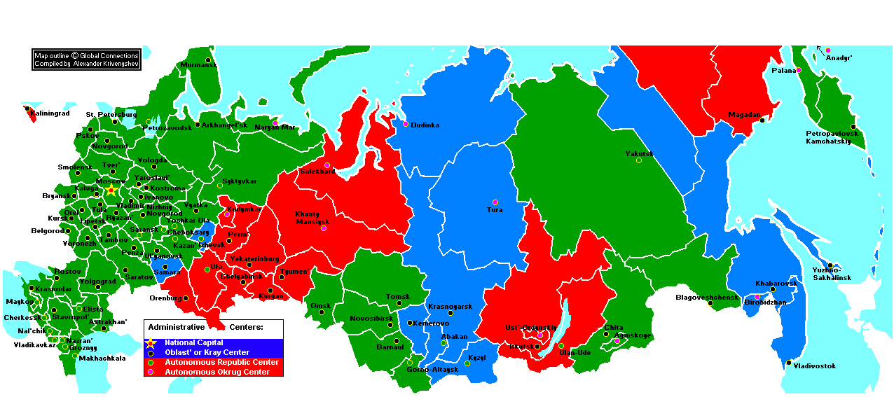 Rusia Map political Regional | Maps of Asia Regional Political City