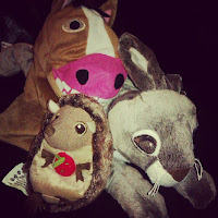 Ikea Soft Toys, Klappar Lantlig horse glove puppet, squeaky hedgehog, vandring hare