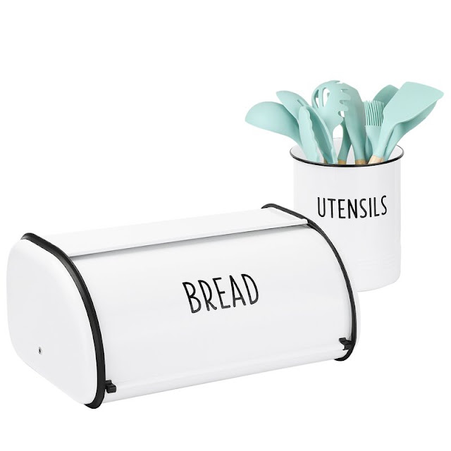 farmhouse breadbox and utensil holder