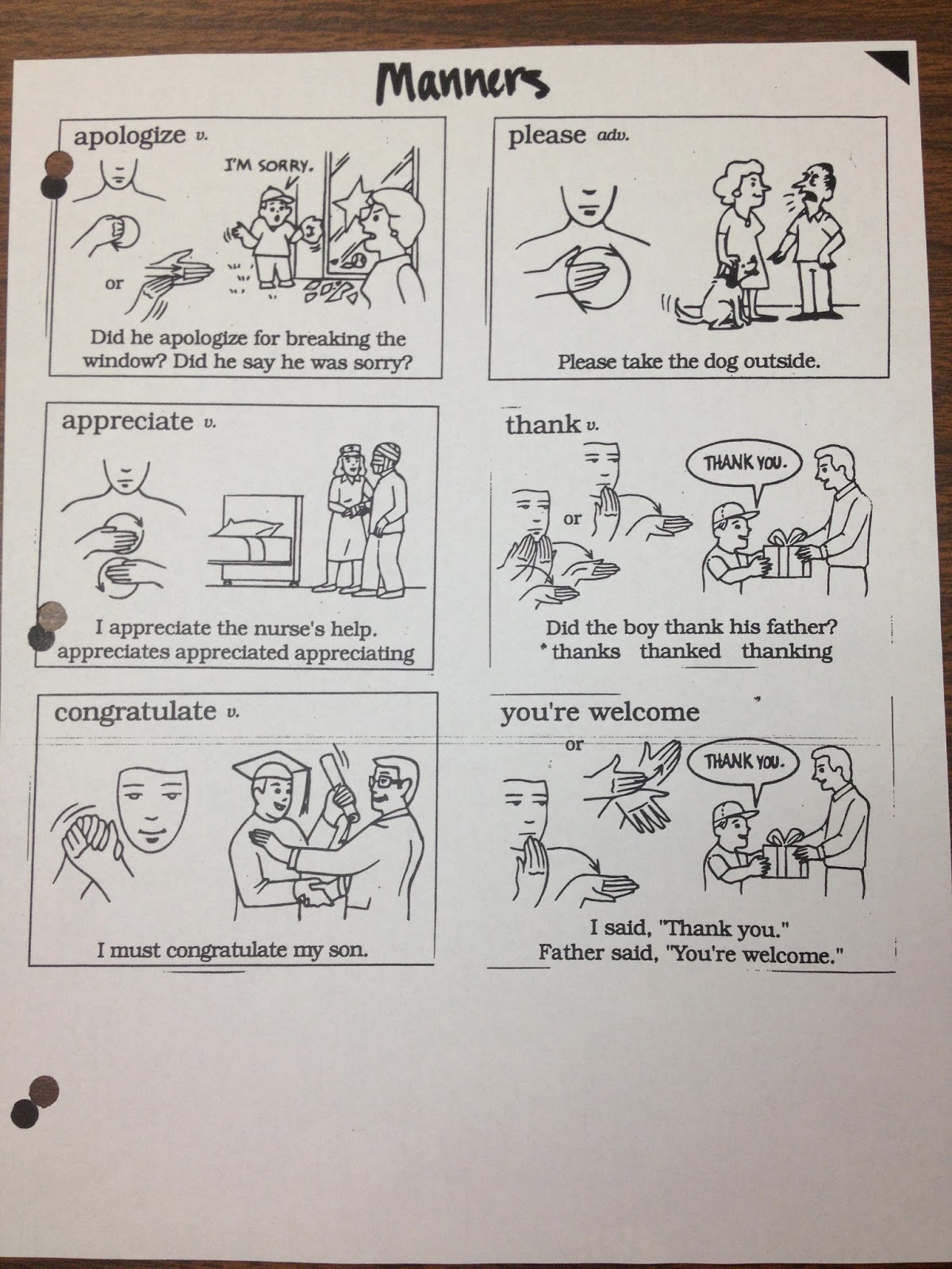 Sajben Sign Language Manners Packet