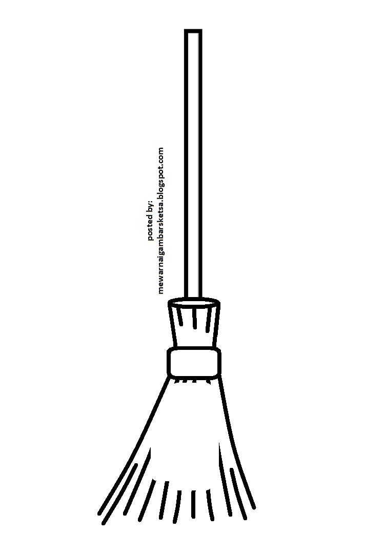 Mewarnai Gambar: Mewarnai Gambar Sketsa Sapu 2