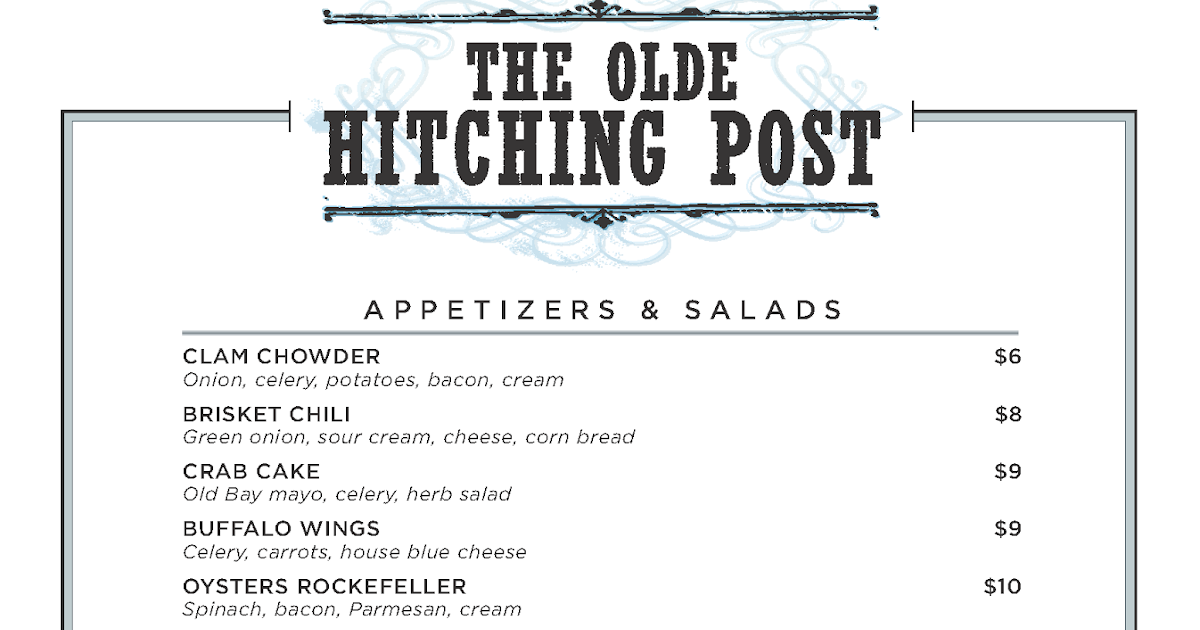 Usen Gandara Art/Design The Olde Hitching Post Logo and Menus Usen Gandara Art/Design The Olde Hitching Post Logo and Menus