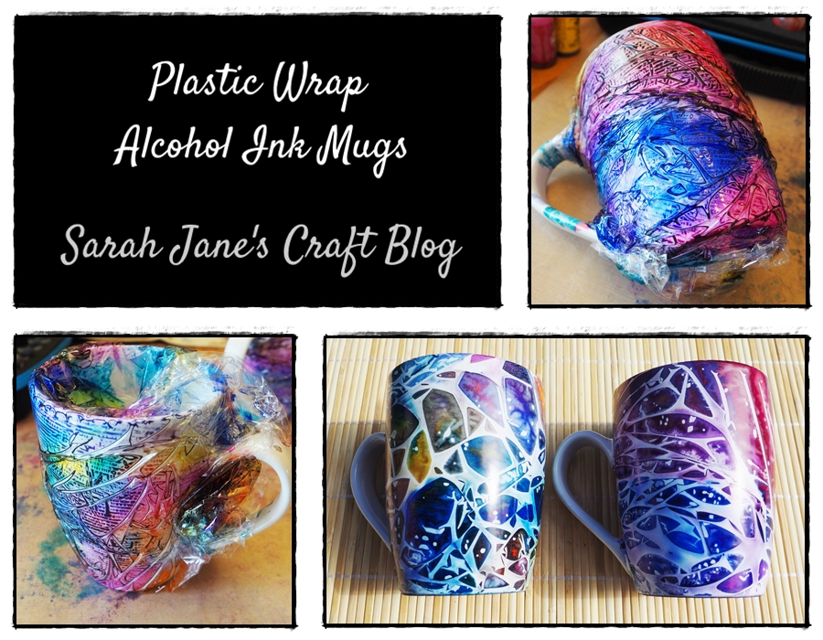 Sarah Jane's Craft Blog Plastic Wrap Alcohol Ink on Mugs