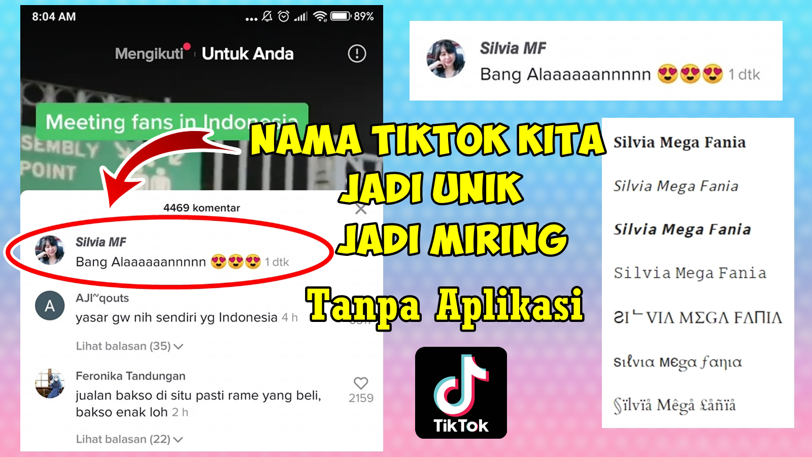 Cara Membuat Nama Kita Di Tiktok Menjadi Unik Rumah Multimedia