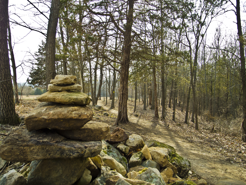 cairn pile of rocks along trail