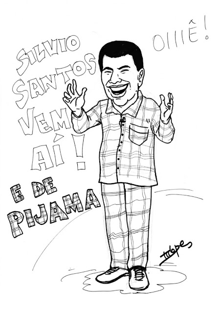 Desenho rápido de Silvio Santos de pijama feito pelo Desenhista Marcelo Lopes de Lopes