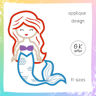 Mermaid applique design - 11 sizes