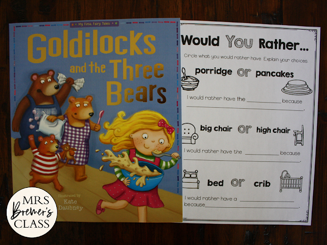 Goldilocks Fairy Tales activities unit with Common Core aligned literacy companion activities for First Grade and Second Grade