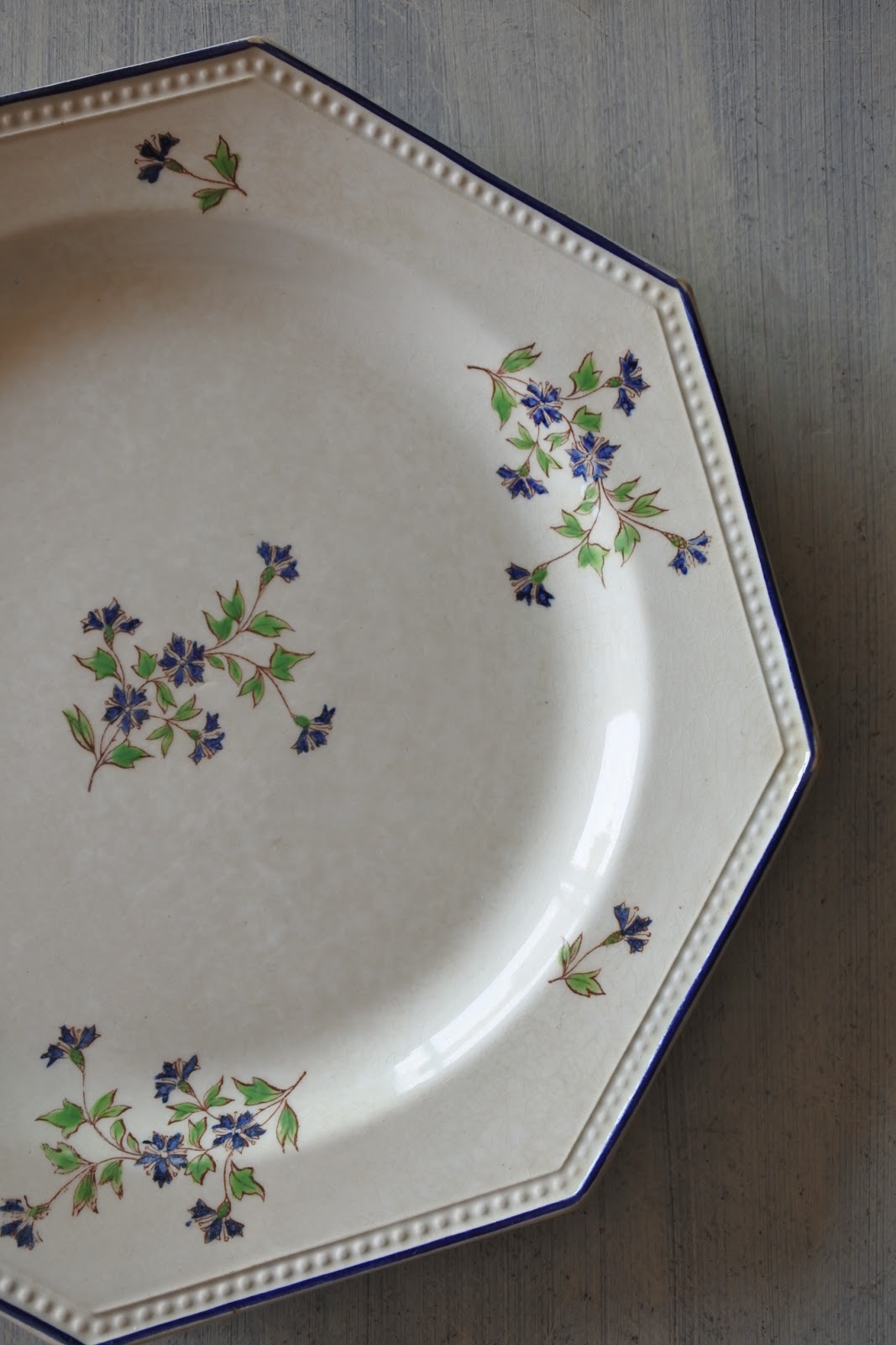 1800年代 ダイヤリムのオクトゴナルプレート クレイユ ファイアンス