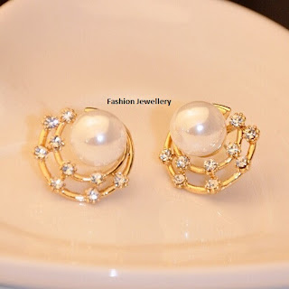 Pearl Diamond Gold Jewellery Tops Earring.