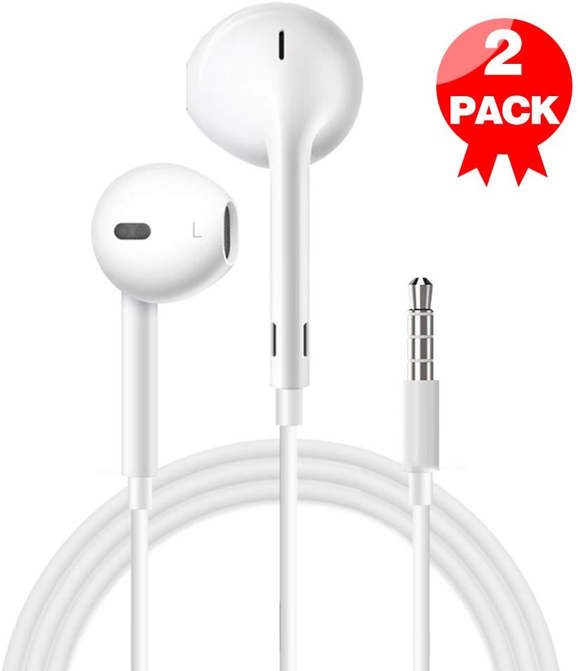 (2 Pack) Aux Headphones/Earphones/Earbuds 3.5mm Wired Headphones