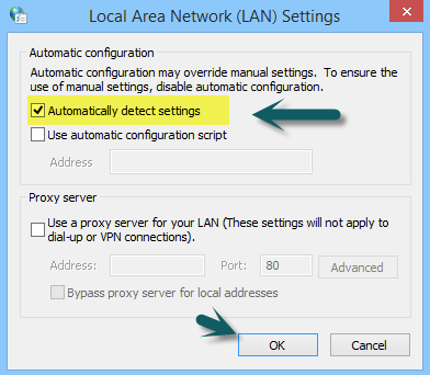 detectar automáticamente la configuración de lan