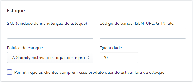 configurar estoque loja virtual shopify