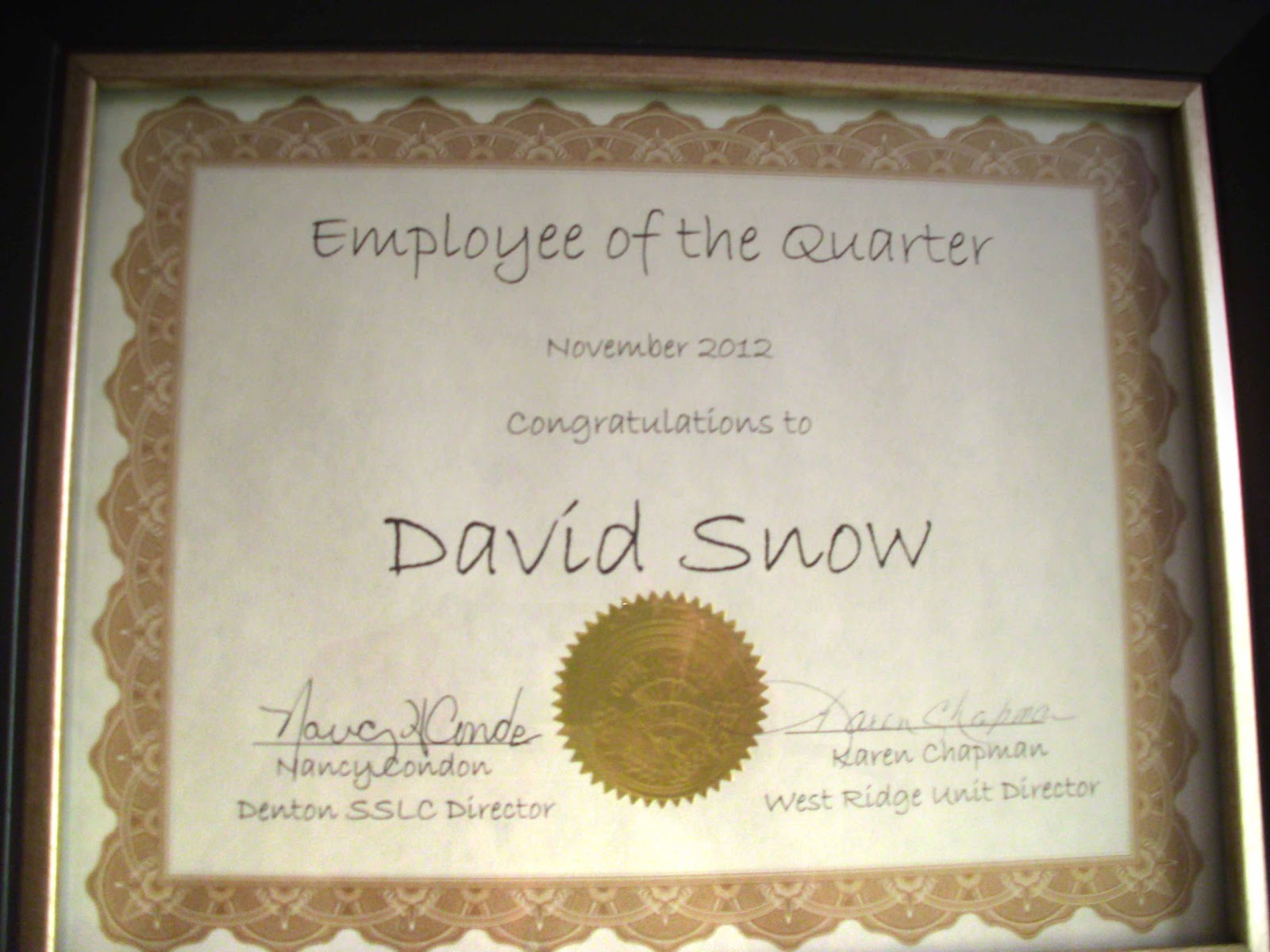 Snow s Eclectic Journal Employee Of The Quarter