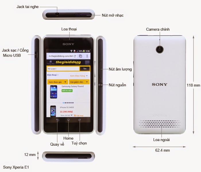 Thông tin cấu hình điện thoại Sony Xperia E1