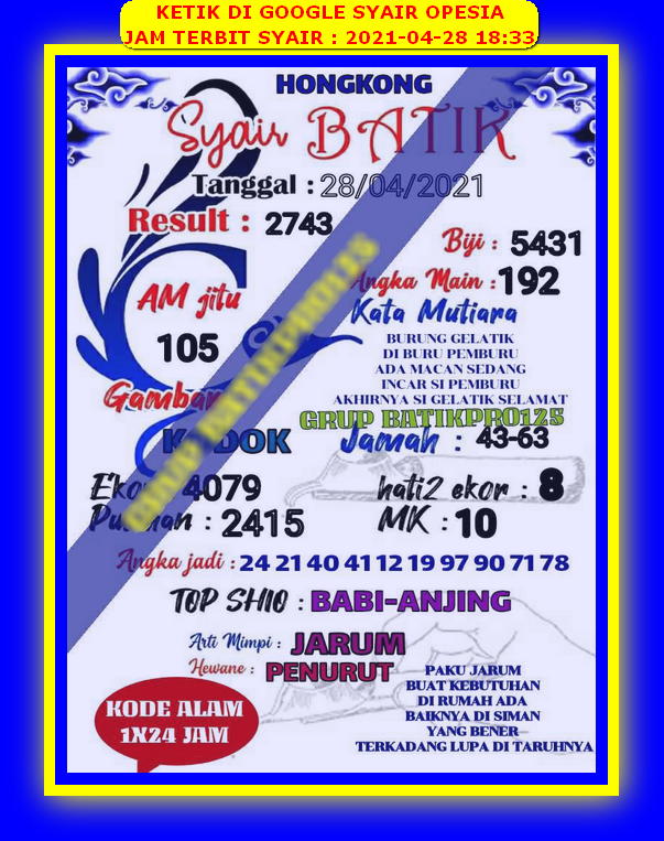 Syair Hk 28 April 2021 Kode Syair Sgp Syair Hk Syair Sydney 2021
