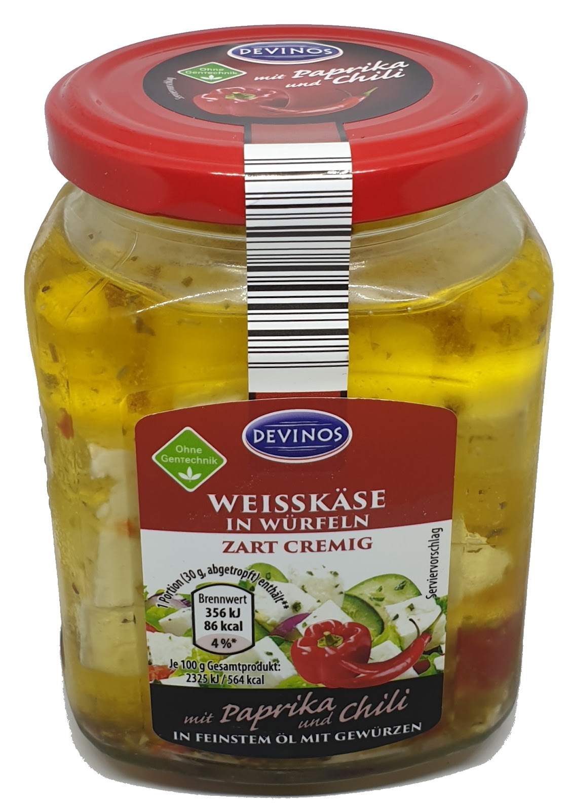 Chilihead77.de ALDI Devinos Weisskäse in Würfeln mit Paprika und Chili