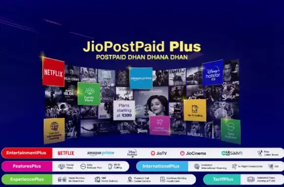Reliance Jio Postpaid Plus plans start at Rs. 399 with Complementary Desny+ Hotstar, Netflix and Amazon prime subscription Reliance Jio Postpaid Plus plans start at Rs. 399 with Complementary Desny+ Hotstar, Netflix and Amazon prime subscription