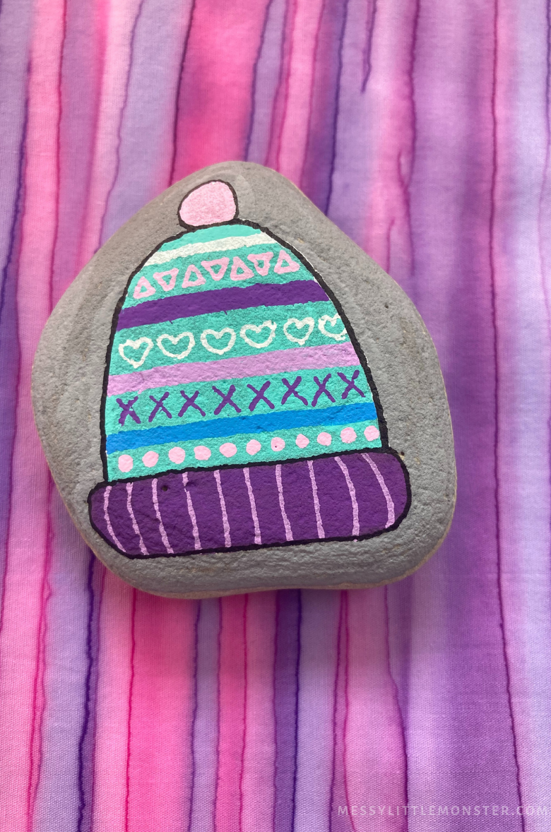 Winter Rock Painting - Messy Little Monster