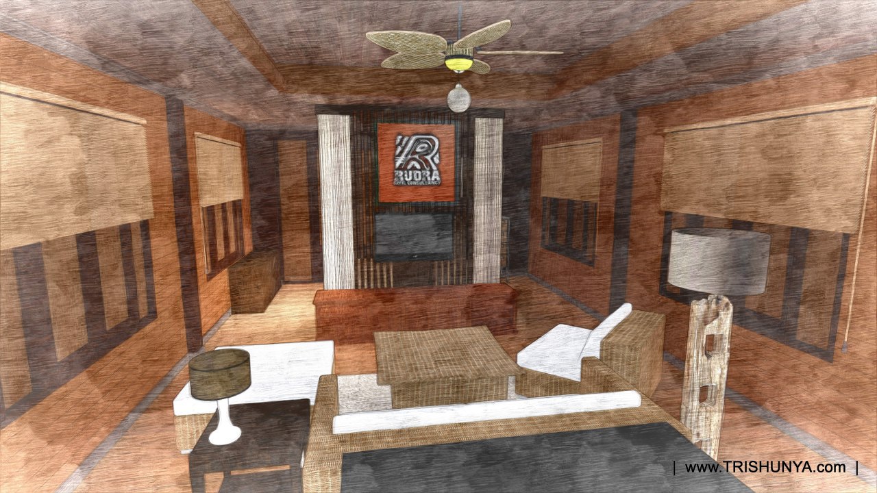 Architecture work 3d render of building interior