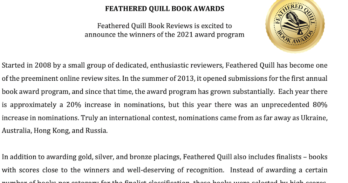 Feathered Quill Book Reviews PressRelease Announcing the Winners of