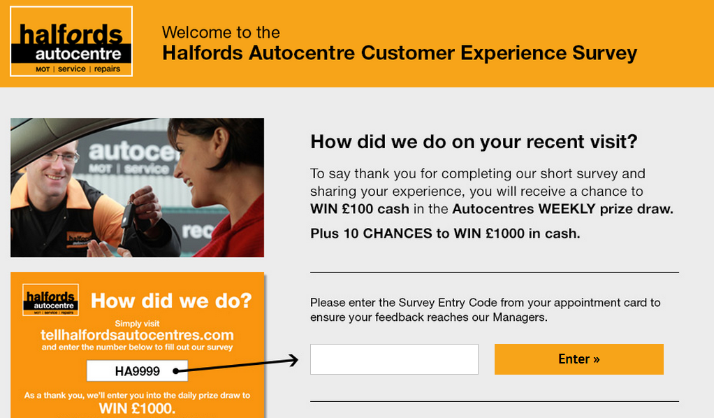 Tell Halfords Autocentre & Win ￡1000