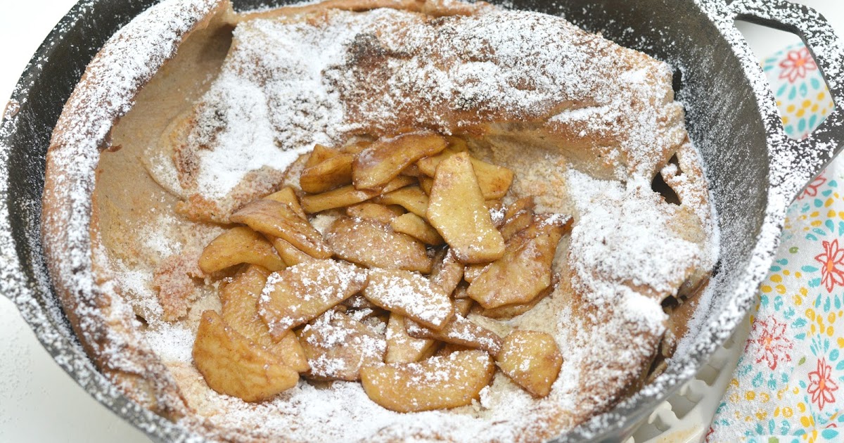 Dutch Baby German Pancake Recipe with Cinnamon Apple Topping Rachel