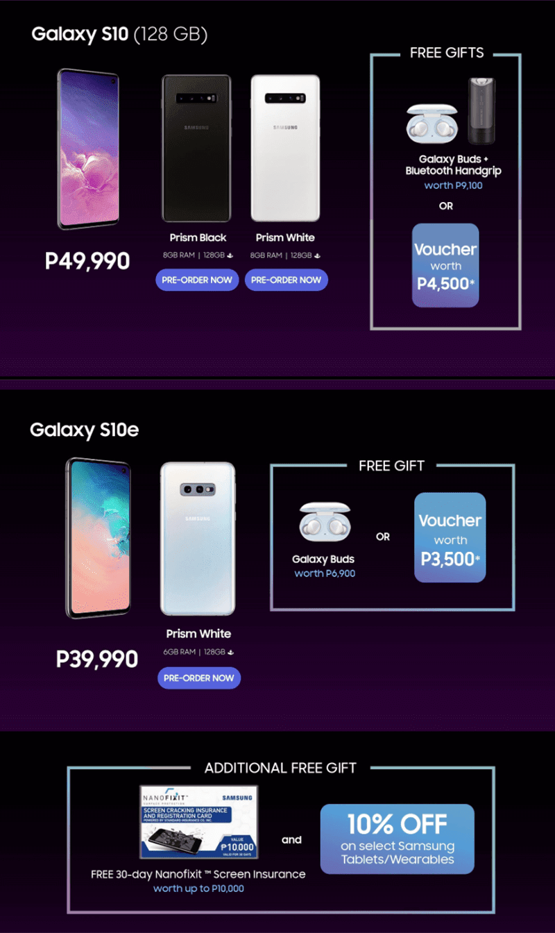Offers for the Samsung Galaxy S10 and S10e Offers for the Samsung Galaxy S10 and S10e