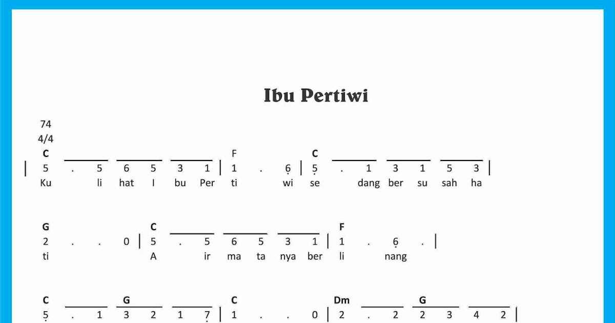 Not Angka Lagu Ibu Pertiwi Sekitar Musik