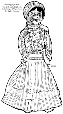 Coloring page of a Hungarian folk doll | The Doll Coloring Book