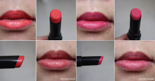 Château Labiotte wine lipsticks - Cablis Coral and Noir Pink applied on lips full and smudges out