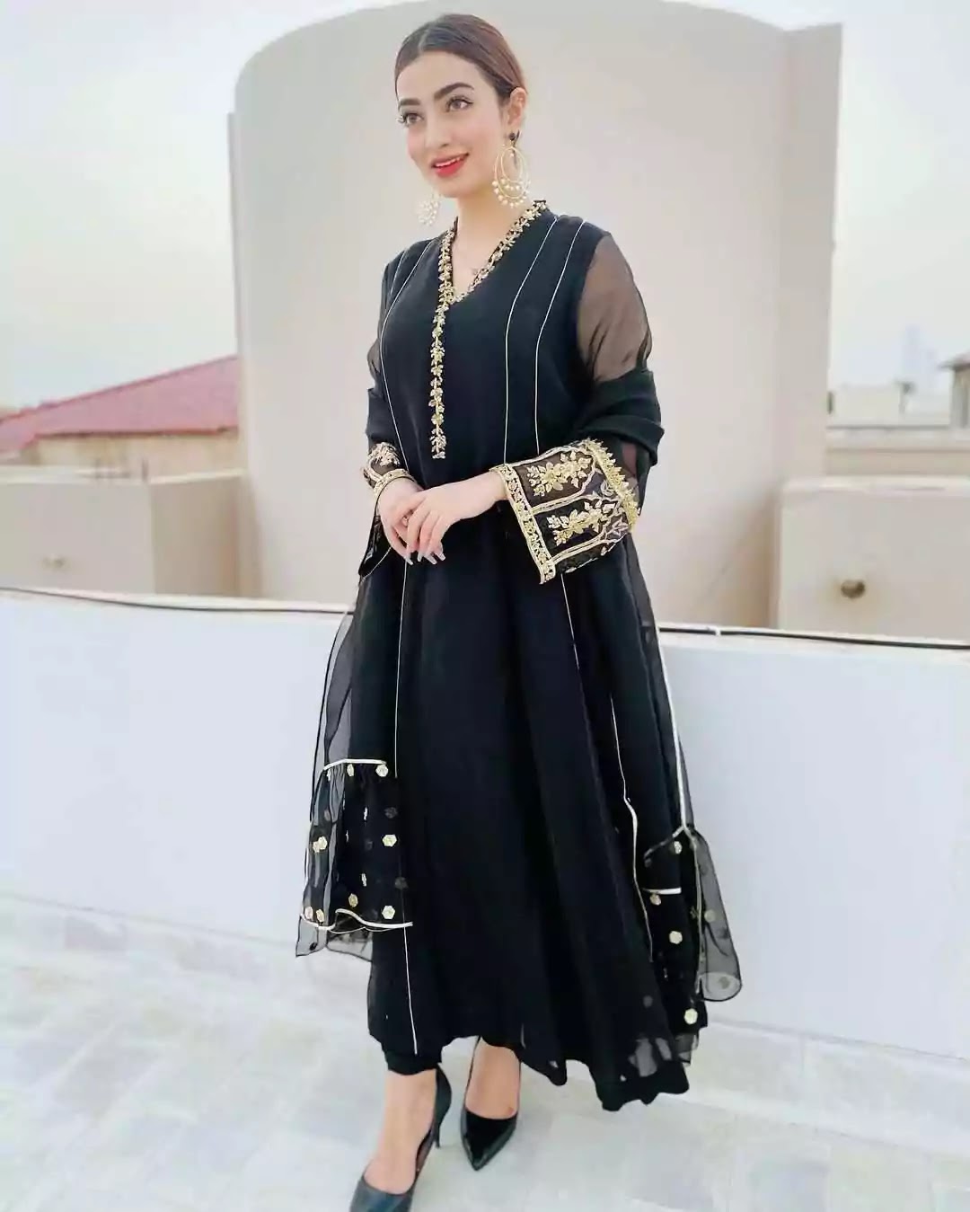 Beautiful Pictures of Nawal Saeed Wearing Black Frock