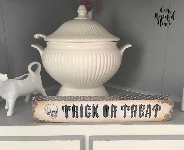 Dollar Tree Trick or Treat sign with skull