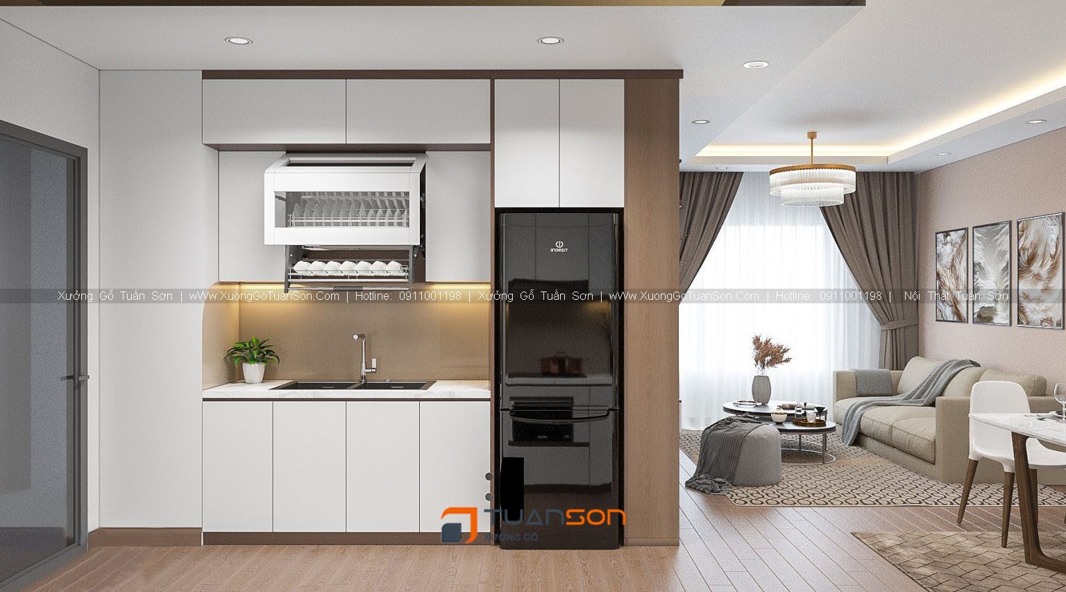Thiết kế nội thất căn hộ 2 phòng ngủ (căn góc) IEC Thanh Trì Thiết kế nội thất căn hộ 2 phòng ngủ (căn góc) IEC Thanh Trì