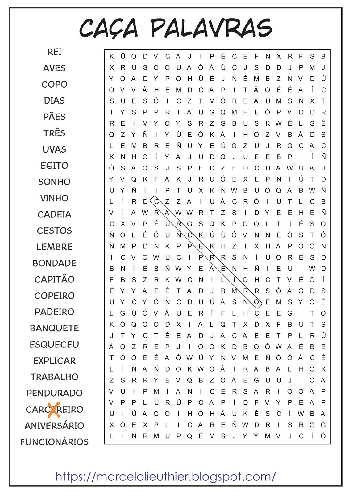 Estrutura das palavras – Caça-palavras – Lição Prática