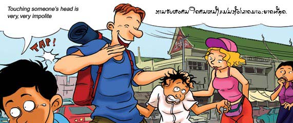 Tại Lào, hành động sờ đầu người khác bị coi là bất lịch sự. Nguồn: howtotraveltolaos