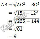 Menentukan sisi mendatar segitiga siku-siku dengan rumus Pythagoras