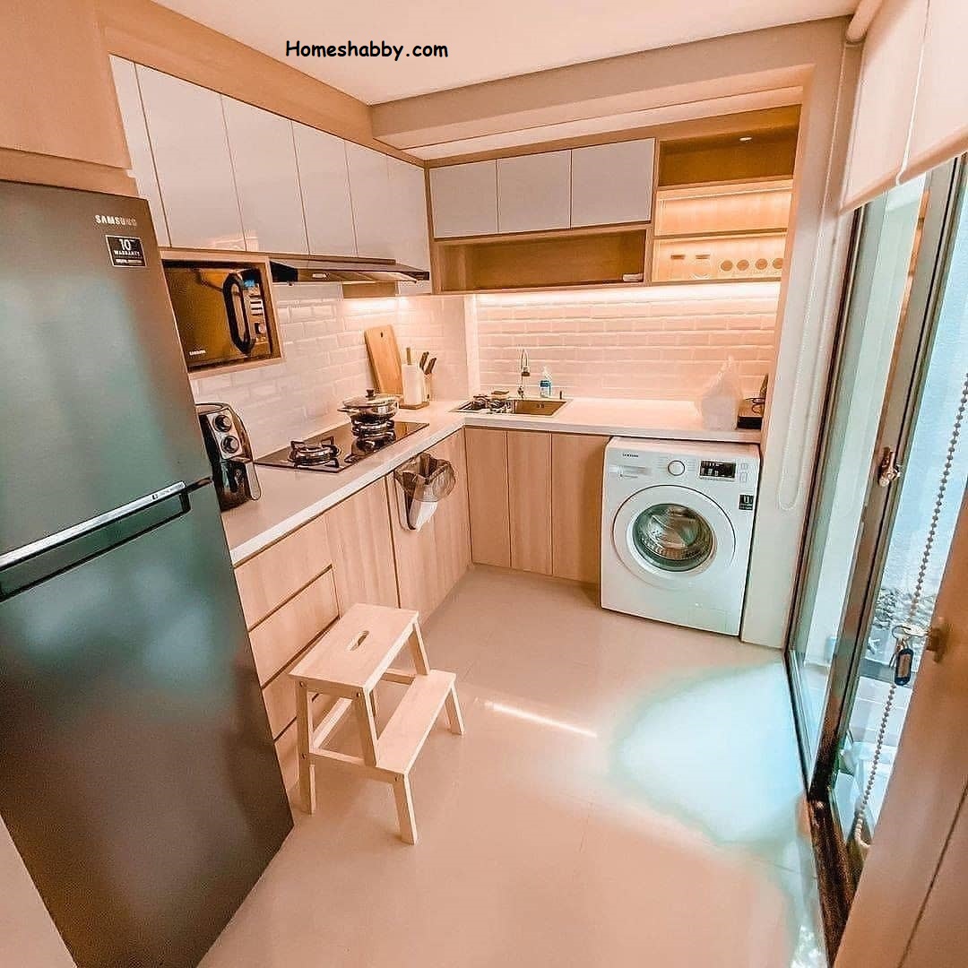 Desain Dapur Minimalis Warna Cream, Terasa Lebih Hangat dan Luas