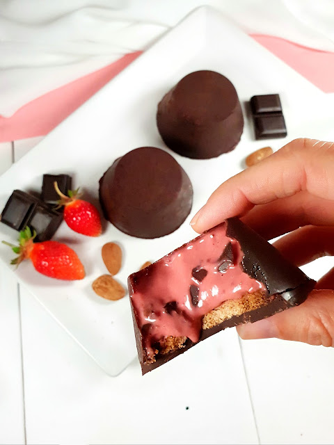 bouchées chocolat fraise, sans gluten, sans lactose