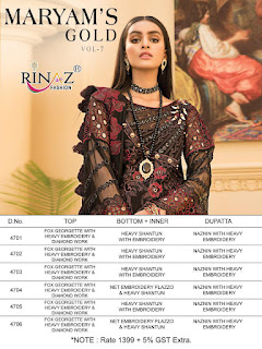 Rinaz Fashion Maryam Gold vol 7 Pakistani Suits