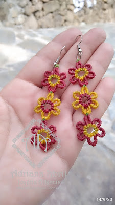 Pendientes en macramé, aros, aretes, Earrings, hoops, earrings in macramé by #AdrianaAbril