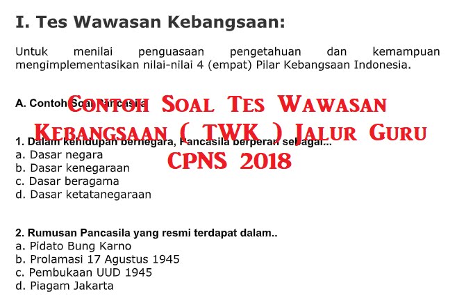Download Soal Tes Wawasan Kebangsaan Cpns