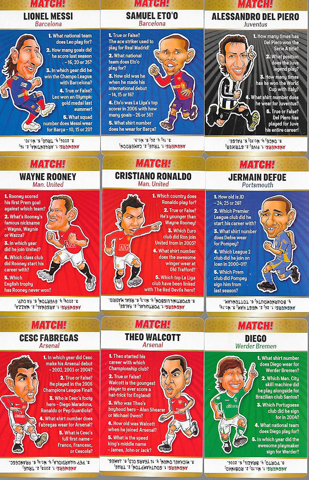 Football Cartophilic Info Exchange Match magazine Footballers Quiz