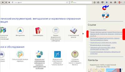 Ссылка на сервис получения балансов на главной странице Росстат